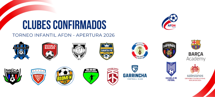 AFDN confirma los clubes participantes del Torneo Infantil Apertura 2026