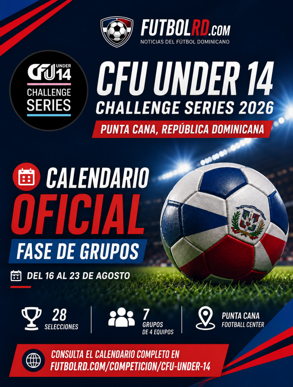 CFU Under-14 Challenge Series 2026 ya tiene calendario: Punta Cana recibirá a 28 selecciones del Caribe