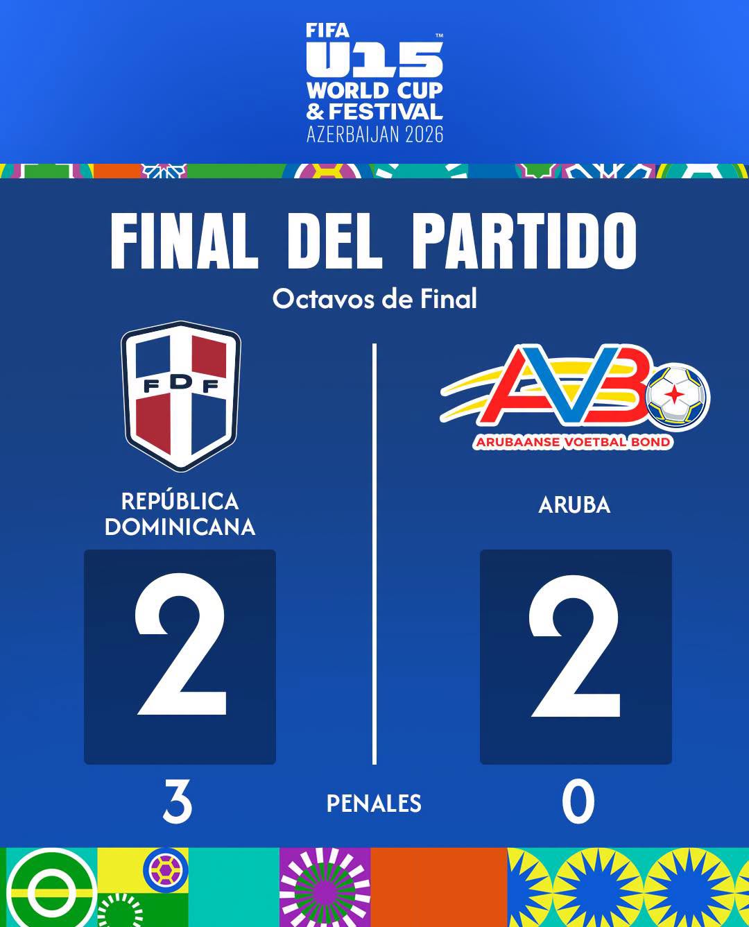 Sub-15 RD vence a Aruba y pasa a cuartos
